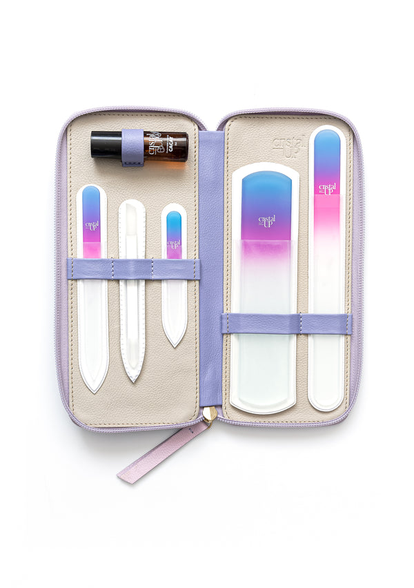 ¡El kit para llevar a la peluquería estuche lila!